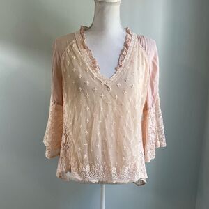 Hazel Sheer Peach Hi-Lo Blouse